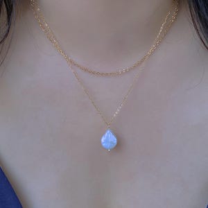 Double Layering Baroque Pearl Necklace  18K Gold Plated Dainty Layered Chain  Bridal Jewelry  Minimalist Gift for her Everyday Wear Chocker