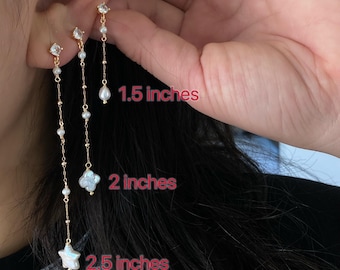 Celeste Wish Dangle Earrings Baroque Pearl Earrings Layering Earrings, Wedding Jewelry, Elegant Pearl Drop Earrings, Handmade Gift for Her