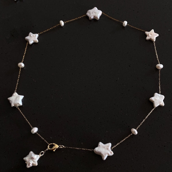 Naszyjnik z pereł barokowych Celestial Baroque Star, regulowany, uniwersalny choker, personalizowany naszyjnik w kształcie litery Y, elegancka ręcznie robiona biżuteria, minimalistyczny prezent dla niej