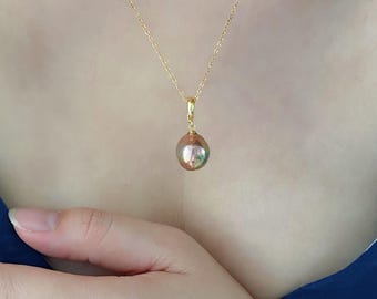 Mermaid Colorful Baroque Pearl Pendant Necklace Dainty Removable Pearl Drop Layering Freshwater Pearl Choker Unique Handmade Gift for Her