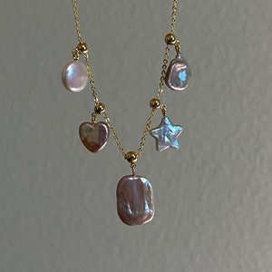 Whimsical Starlit Natural freshwater baroque star,heart,coin,keshi,rectangle  use removable pendant necklace,gift for her