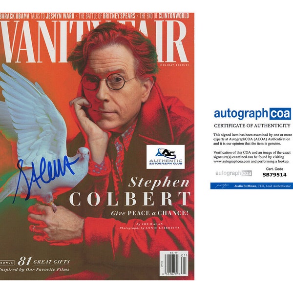 Stephen colbert autograph signed vanity fair magazine acoa