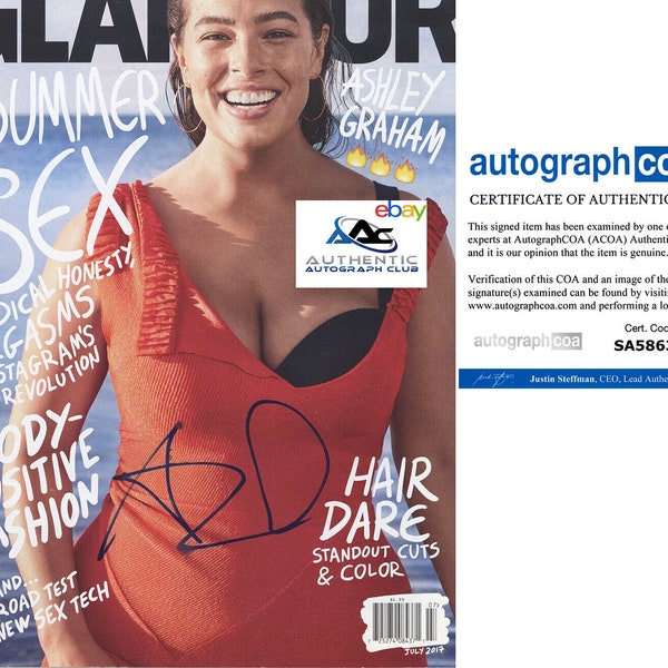 Supermodel ashley graham autograph signed glamour magazine acoa