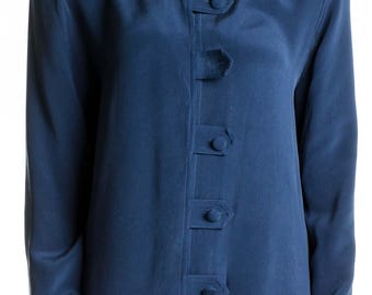 Adrianna Papell Navy Silk Button-Front Jacket / XXL / Good