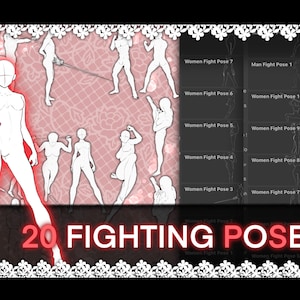 Fighting poses stamps on Procreate  What&#39;s Included: 20 Fighting Poses 10 Female Poses 10 Male Poses