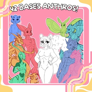 Furry Anthro Procreate Base Stamps Set of 42 - Instant Install for Many Species, Perfect for Digital Art & Design!