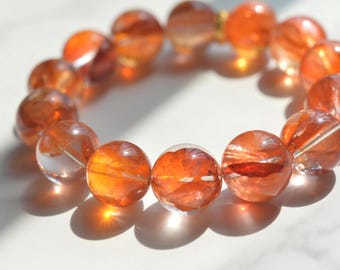 15mm round beaded ultra high quality natural red phantom quartz bracelet (length:21cm)[S00016]