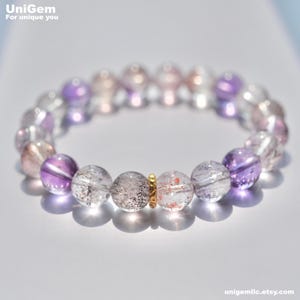 8.5~10mm round beaded high quality natural super seven quartz bracelet (length:18.5~19cm)[S0012]
