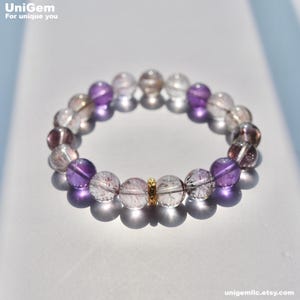7~10mm round beaded high quality natural super seven quartz bracelet (length:18~19cm)[S0013]