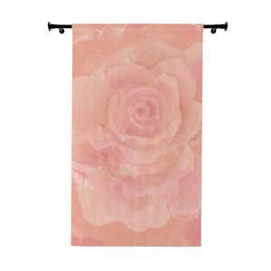 Romantic Floral Window Curtains, Elegant Drapes for Living Room, Soft Pink Rose Design, Home Decor, Mother's Day Gift
