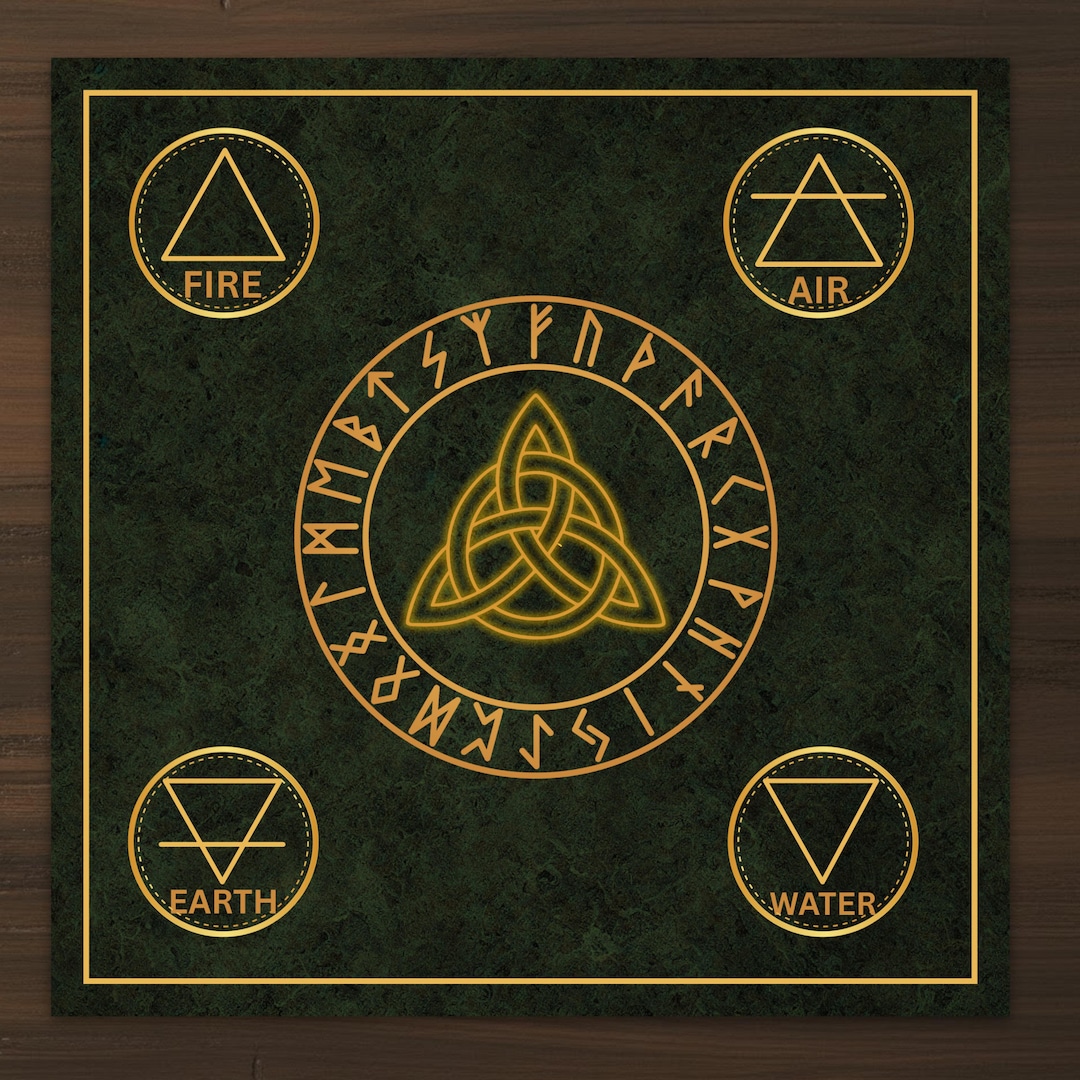Portal Rune Runic Portal Ritual Altar Cloth | Cotton Twill Rune Circle With ...