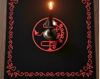 Asmodeus Altar Cloth 22"x22" – 100% Cotton Ritual-Grade Twill Square. Witchcraft Pagan Gothic Altar Decor