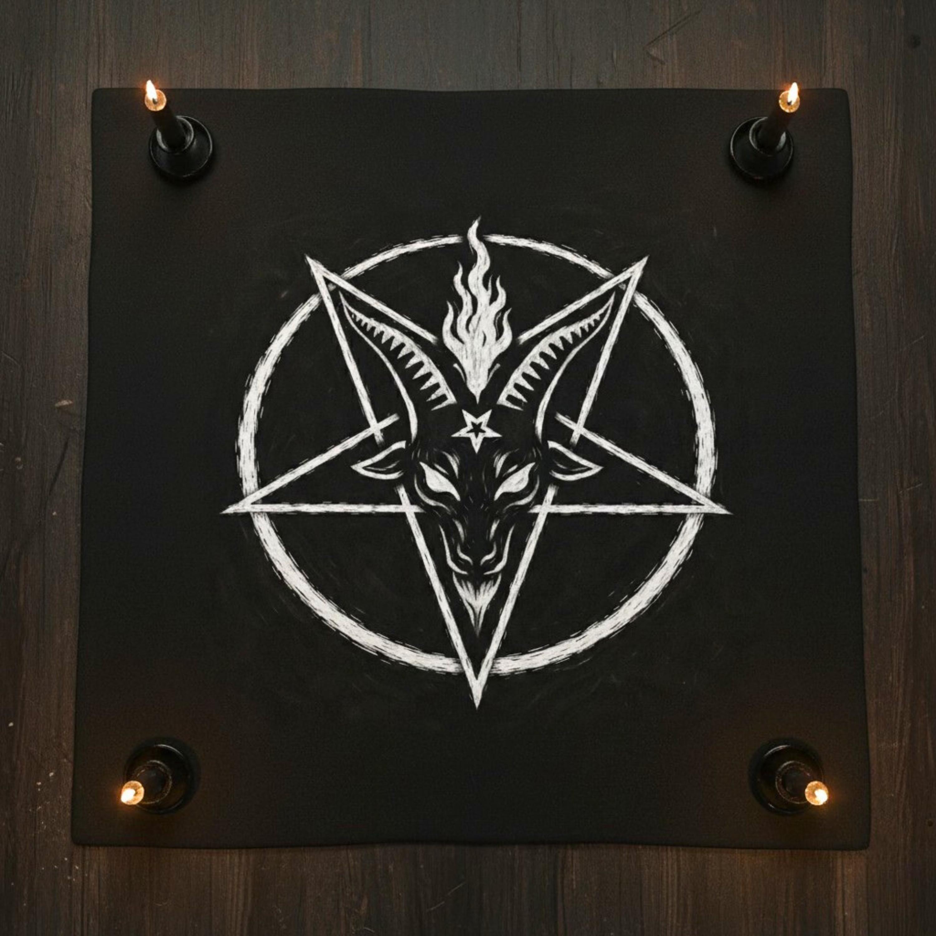 Chalk Ritual Baphomet Altar Cloth, Occult Ritual Table Cover, Inverted Pentagram ...