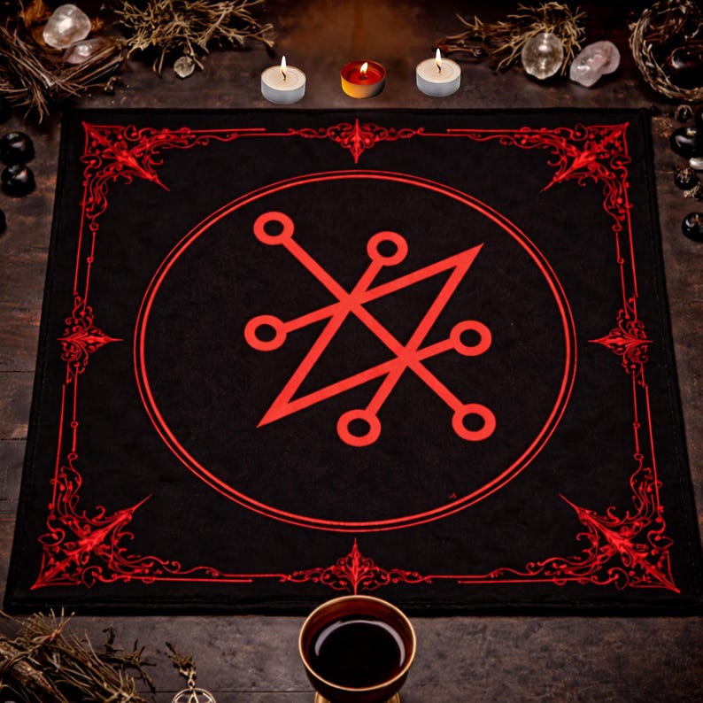 Azazel Sigil Altar Cloth, Cotton Twill Ritual Cloth, Occult Witch Altar ...