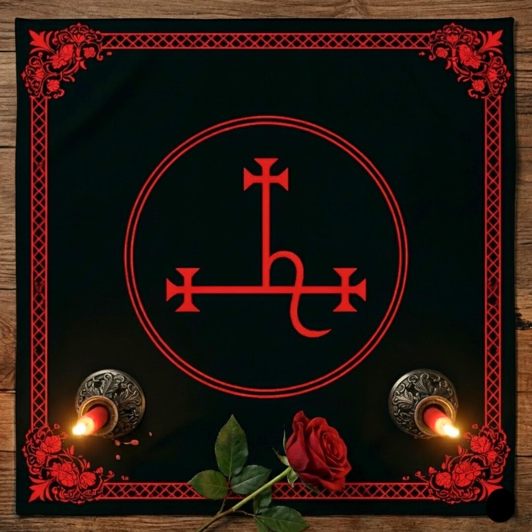Lilith Altar Cloth 22x22 Red Sigil Black Cotton | Dark Feminine ...