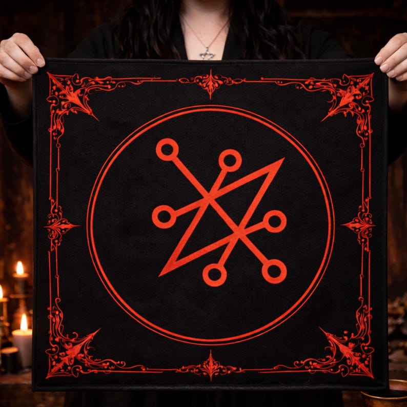 Azazel Sigil Altar Cloth, Cotton Twill Ritual Cloth, Occult Witch Altar ...