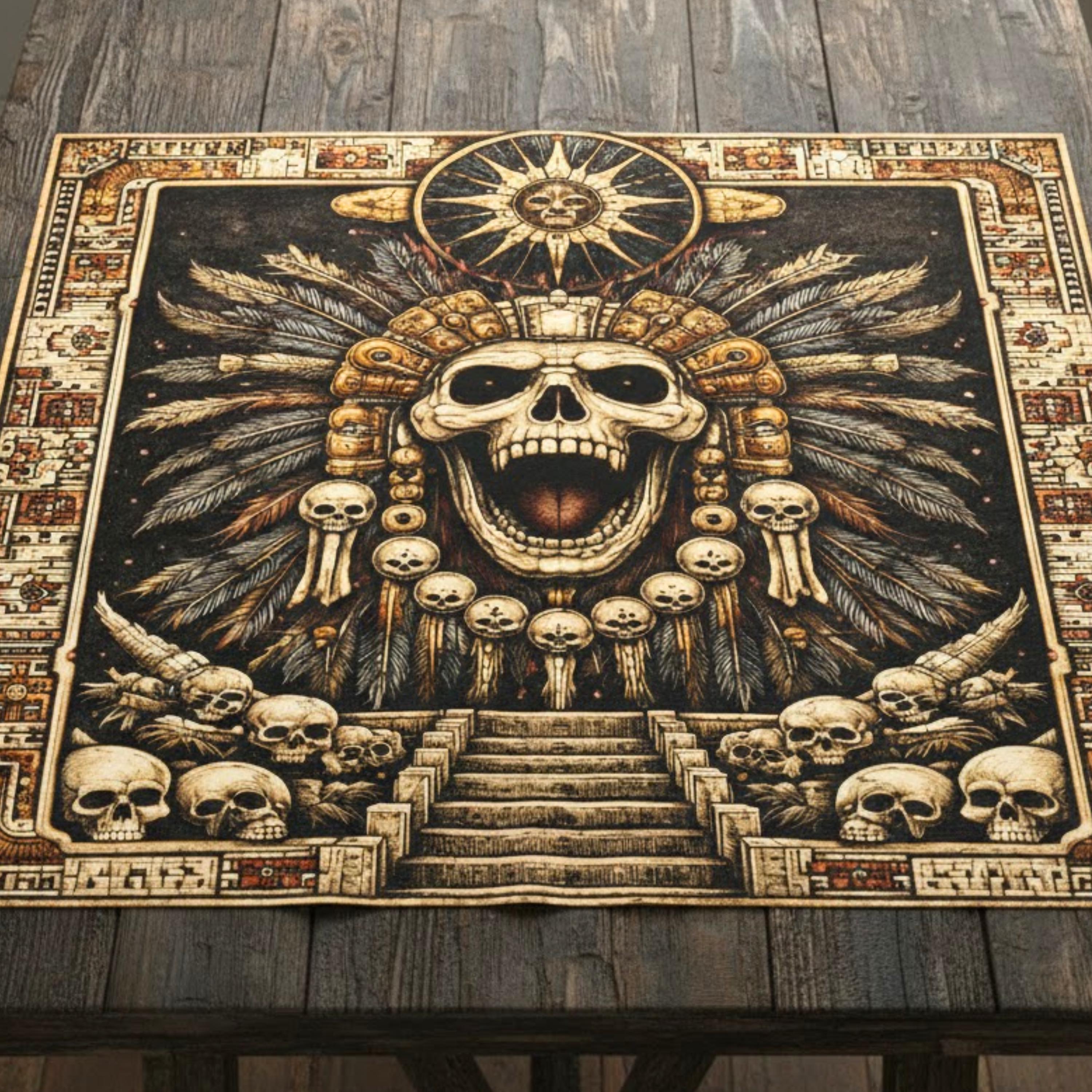 Mictlantecuhtli Altar Cloth Aztec Death God Ritual Table Cloth ...