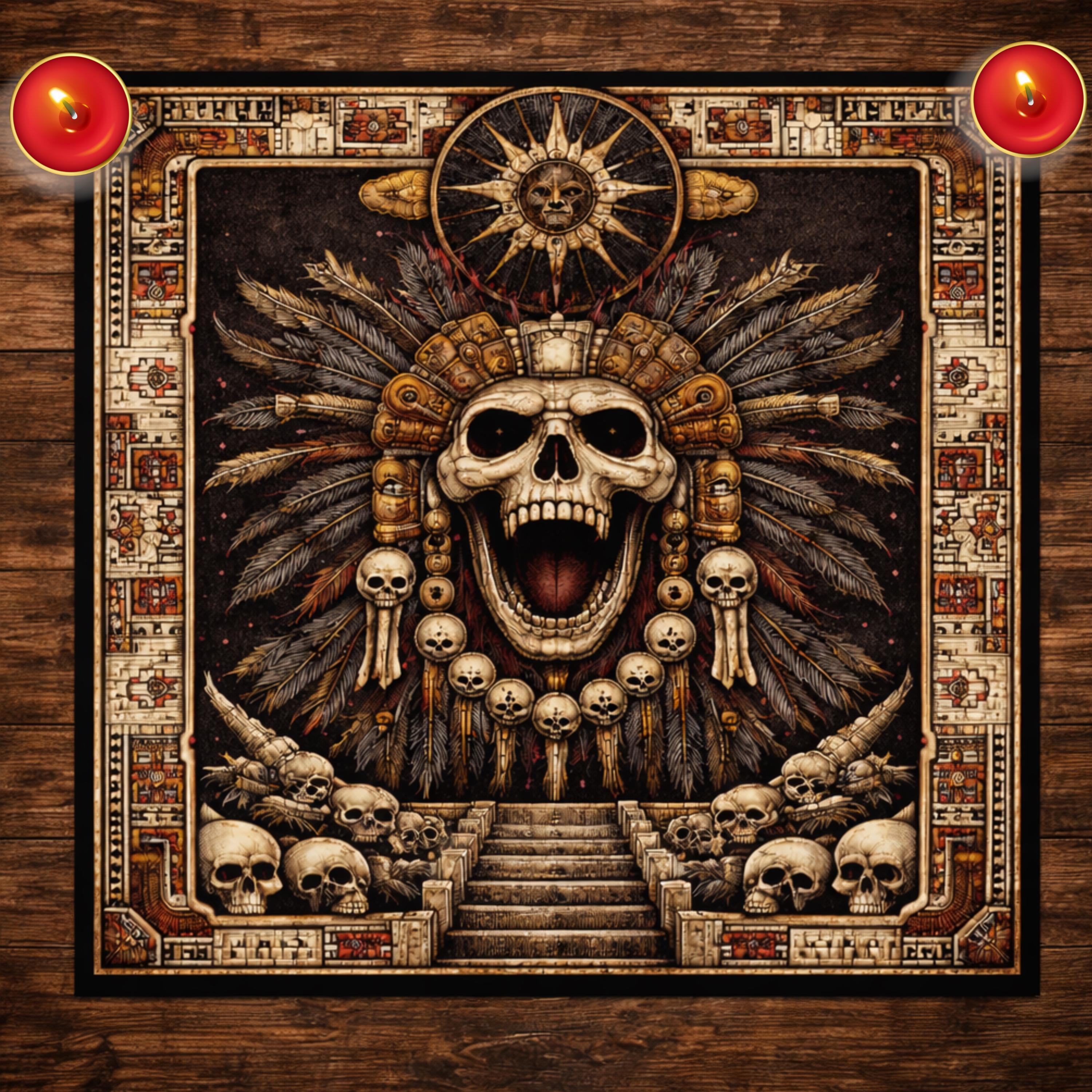 Mictlantecuhtli Altar Cloth Aztec Death God Ritual Table Cloth ...