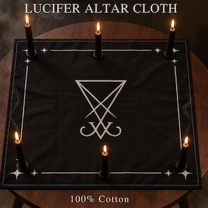 Lucifer Altar Cloth, Black Ritual Cloth with Sigil, Witchcraft Altar Cloth, Occult Decor, Left Hand Path Tools, Ceremonial Magic Cloth