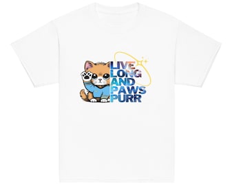 Camiseta infantil "Larga vida y ronroneos": regalo para los amantes de los gatos de Star Trek