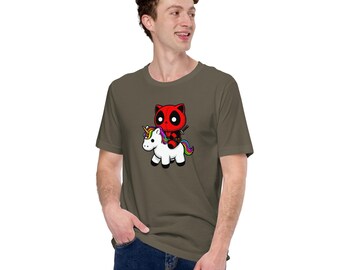 Camiseta divertida de gato y unicornio: Camiseta de héroe felino ninja