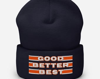 Gorro bordado "Good Better Best" – Gorro de invierno inspirado en el fútbol americano de Chicago