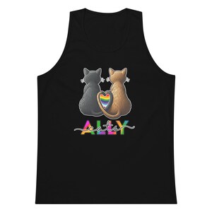 Ally Cats Tank Top – LGBTQ+ Pride Cat Shirt with Rainbow Heart Design, Unisex Inclusive Pride Tank for Cat Lovers