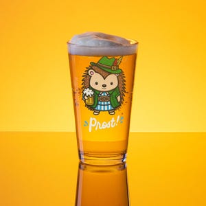 Personalisiertes Oktoberfest-Igel-Bierglas, festliches Trinkgefäß, Igel-Liebhaber-Geschenk, Neuheit Pint-Glas 16 Unze