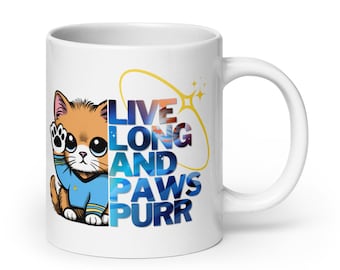 Taza "Larga vida y ronroneos": regalo de Star Trek para los amantes de los gatos