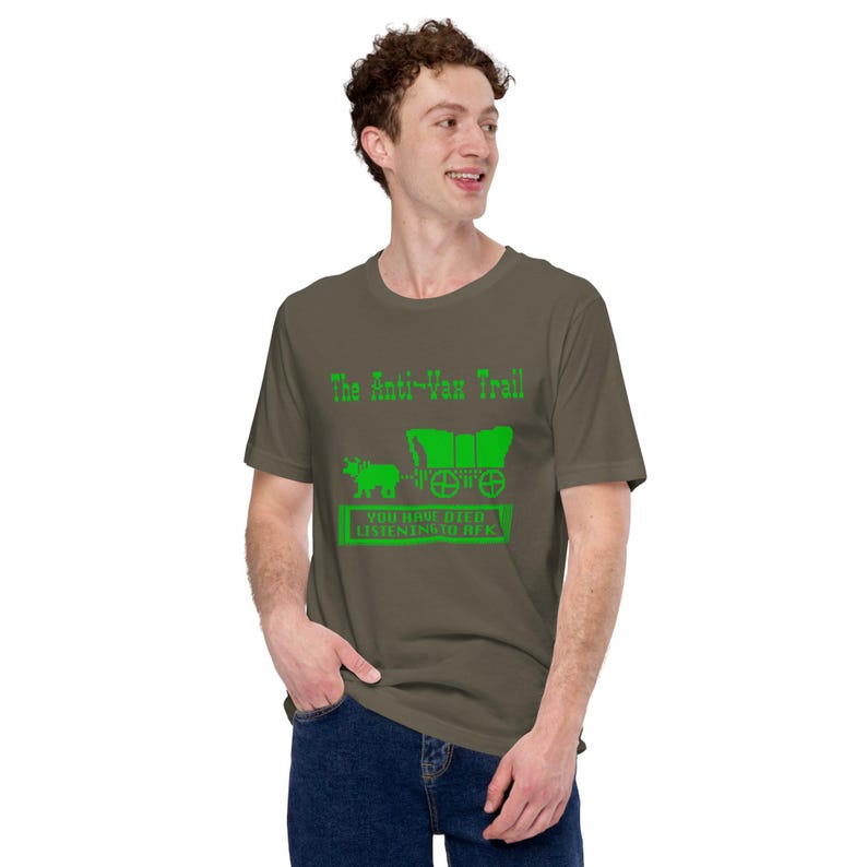 Anti-Vax Trail-shirt - grappige Oregon Trail-parodie, humor uit de jaren 80, retro gaming-uniseks T-shirt, grafisch shirt politieke satire voor gamers afbeelding 8