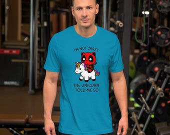 Funny Cat Riding Unicorn T-Shirt: Red Masked Hero Gift