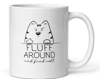 Koffiemok grappige kat: pluis en ontdek het, onbeleefd kattencadeau