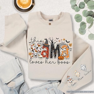Custom Halloween Mama Sweatshirt, This Mama Loves Her Boos Sweatshirt, Halloween Mama Hoodie, Halloween Mom Gift, Personalized Spooky Mama