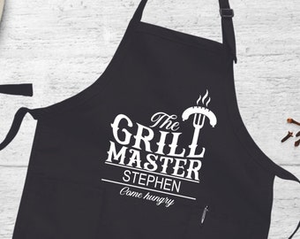 Grill Master Apron, Personalized Apron, Grill Apron, Custom Apron, Mens Apron, Bbq Apron, Cute Dad Gift, Chef Apron, Apron For Men,Dad Apron