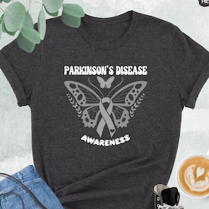 Parkinson&#39;s Disease Awareness Shirt, Butterfly Shirt, Silver Ribbon Shirt, Parkinsons Disease Shirt, Parkinson Awareness Shirt, Hope Shirt