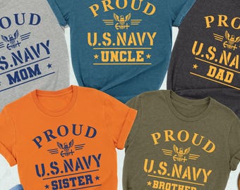Personalized Proud Navy T-Shirts, U.S. Navy Shirt, Custom Military Marines Family Shirt, Proud Navy Mama Tshirt, Boot Camp Graduation Shirt