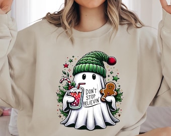Christmas Ghost Sweatshirt, Retro Christmas Sweatshirt, Cute Ghost Sweatshirt, Spooky Christmas Sweater, Ghost Holiday Sweatshirt, Xmas Gift