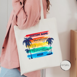 Custom Vacation 2025 Tote Bag, Summer Vacation Bag, Custom Summer Tote Bag, Beach Tote, Family Vacation Gift, Girls Trip Bag,Travel Tote Bag