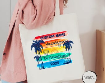 Custom Vacation 2025 Tote Bag, Summer Vacation Bag, Custom Summer Tote Bag, Beach Tote, Family Vacation Gift, Girls Trip Bag,Travel Tote Bag
