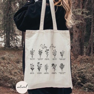 You Are Bible Verse Tote Bag, Inspiration Christian Tote Bag, Wildflower Bag, Church Tote Bag, Christian Mom Gift,Wild Flower Religious Gift