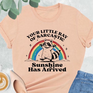 Trendy Sarcastic Shirt, Your Little Ray Of Sarcastic Sunshine Has Arrived, Funny Mom Shirt, Sarcastic Gift, Funny Raccoon Tee,Sunshine Shirt