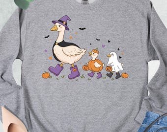Spooky Mama Goose Sweatshirt, Halloween Mom Hoodie, Witch Goose Halloween Mama Shirt, Silly Goose Mama Sweater, Fall Goose Family Crewneck