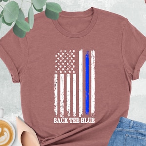 Back The Blue Shirt, Thin Blue Line American Flag Tee, Support Police T-Shirt, Law Enforcement Gift, Patriotic Shirt, Police Officer Gifts