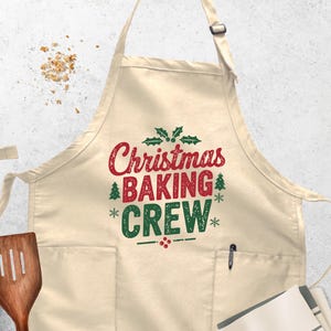 Christmas Baking Crew Apron, Xmas Baker Apron, Christmas Mom Gift, Baking Team Aprons, Christmas Cookie Apron, Mom Kitchen Apron, Merry Xmas