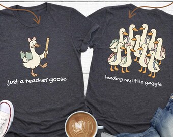 Funny Teacher Shirt, Goose Teacher Tee, Leading My Little Gaggle Shirt, School Teacher Tee, Cute Goose Teacher Tee, Elementary Teacher Gift