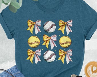 Softball Baseball Bow Shirt, Sports Mom Shirt, Coquette Baseball Tee, Softball Shirt, Game Day Tshirt, Woman Sport Tee, Baseball Season Gift