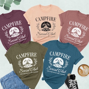 Campfire Social Club Shirt, Life Is Better By The Campfire, Happy Camper Shirt, Camping Gifts, Adventure Tee, Camping Family, Girls Camp Tee