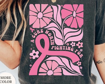 Comfort Colors® Floral Breast Cancer Awareness Shirt, Cancer Ribbon Tee, Cancer Awareness Shirt, Pink Ribbon Tee, Breast Cancer Support Gift