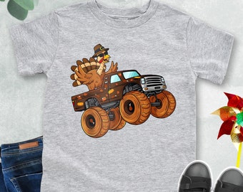 Turkey Riding Monster Truck Shirt, Boys Thanksgiving Shirt, Boys Truck Shirt, Gift for Boys, Turkey Day Shirt, Fall Kids Shirt, Kids Gifts
