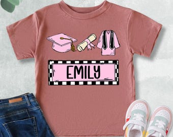 Custom Preschool Graduation Shirt, Personalized Kindergarten Grad Shirt, Girls Pre-K Graduate Gift, Graduation Kids Shirt, Kids Name Tshirt
